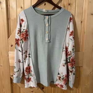 floral print henley top